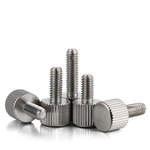 5pcs M2 M2.5 M3 Hand screw Single head knurling Flat head Hands tight Adjustment bolt stainless steel 4mm-16mm Length - (Dimensions: M2.5x12mm)