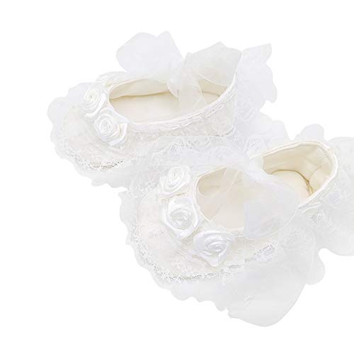 Glamulice Baby Girls Flower Christening Baptism Dress Formal Party Special Occasion Dresses For Toddler Light Ivory White 3-6 Newborn Birthday Holiday Wedding Pageant Gowns Lace Shoes & Hat Event 3M #TOP3