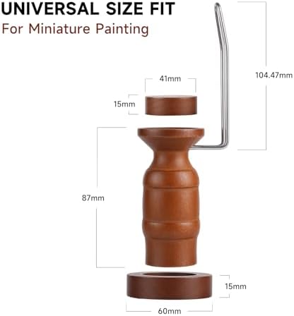 Miniature Painting Handle Golden Maple Paint Holder 360° Rotating Miniature Painting Tool for Models Fantasy Figurines with 6 Interchangeable Bases - 1