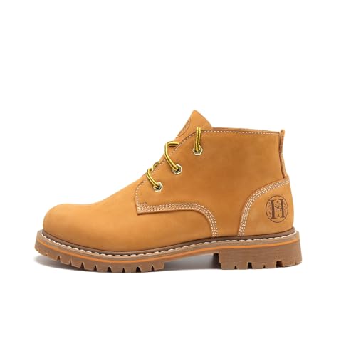 Image of Men's Soft Toe Nubuck Leather PU Sole, Wheat Work Boots-82103