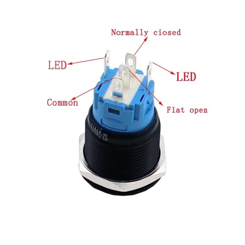 Bouton étanche instantané avec LED verte 5V pour commande auto 16mm
