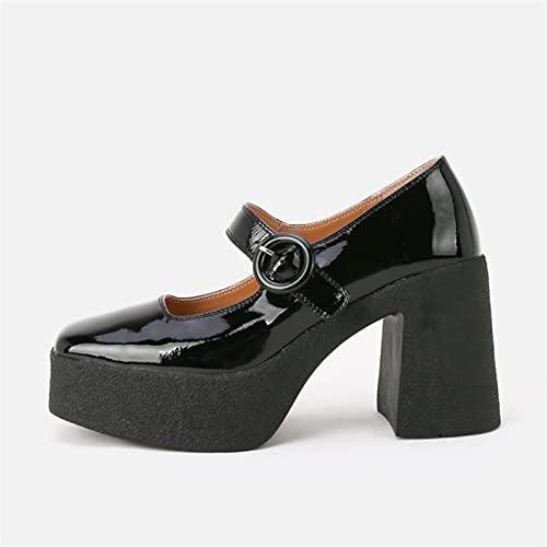 Chaussures de printemps Mary Janes en cuir véritable bout carré femme