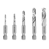 YENJO 5 Pieces Stubby Drill Bit Set for Metal, 6542 HSS 1/4 Inch Quick Change Hex Shank Short Length