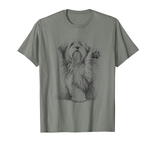 Tibetan Terrier Dog Paw Design T-Shirt, Men, Olive Heather, Large