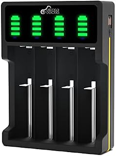 18650 Battery Charger,4 Bays LED Display Universal Battery Charger for 18650 18490 17500 16340(RCR123) 26650 25500 22650 Ni-mh/Ni-cd A AA AAA SC Rechargeable Batteries(Batteries Not Included)
