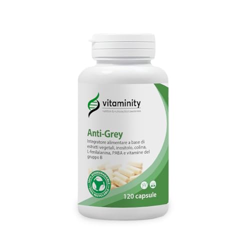 Vitaminity Anti-Grey - Integratore Contro i Capelli Bianchi, mirato alla Conservazione del Colore Naturale dei capelli - 120 capsule - Capelli Bianchi Integratore, ingredienti Naturali