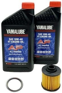 Yamaha V-STAR 250 (2008-2023) all Models Oil Filter Change Kit Yamaha Part# 5JX-13440-00-00 and 2 Quarts All Purpose LUB-10W40-AP-12