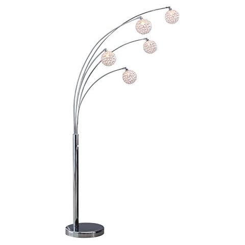 Artiva USA A511118FSN Manhattan Modern Crystal Floor Lamp, 84"H, Chrome, White Cover