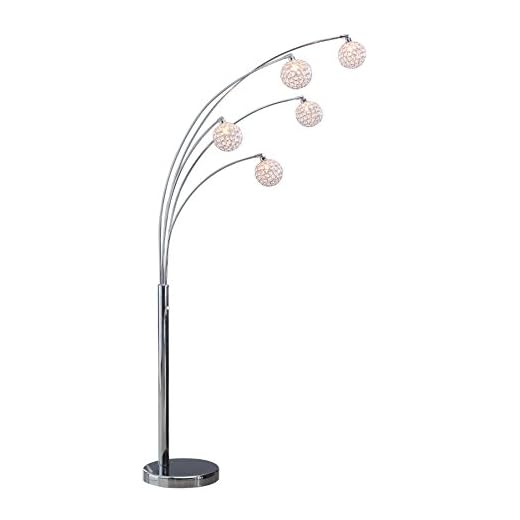 Artiva USA A511118FSN Manhattan Modern Crystal Floor Lamp, 84"H, Chrome, White