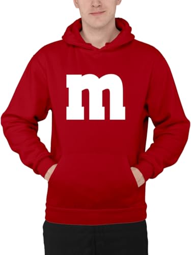 M&M Hoodie Pullover Kapuzen-Pulli M und M Buchstaben Gruppenkostüm für Fasching & Karneval Partner- & JGA Kostüm Unisex Hoodie (DE/NL/SE/PL Alphanumerisch XXL Regular Regular rot)