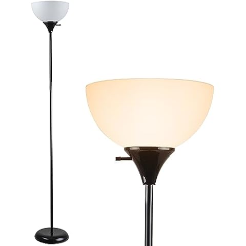 Newhouse Lighting NHFL-CH-BK Charles 71-inch Modern Standing, Torchiere Floor Lamp for Bedrooms, Living Room | Durable Floor Lamp For Home, Office, Reading (Black) Cover