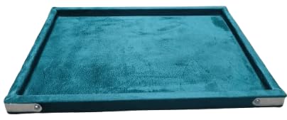 Image of Velvet Jewellery Display & Beading Tray | 12 x 9 Inch Organizer Tray for Necklaces, Bracelets, Cosmetics & Craft Storage | Soft Velvet Finish, Durable & Multipurpose (Pack of 1) (Rama Green)