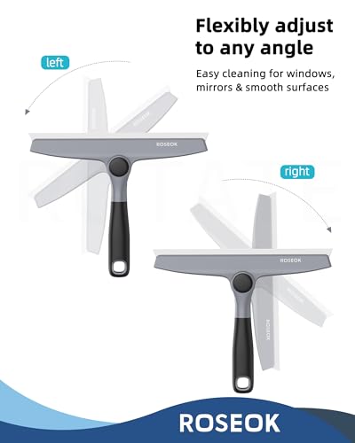 Image of ROSEOK Shower Squeegee, Silicone Squeegee for Glass Doors with Hook