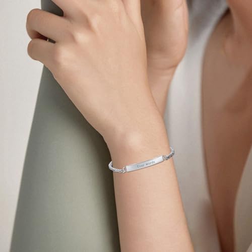 PEIMKO Custom Engraved Byzantine Sterling Silver Bracelet Personalized Bracelet - Custom Name Bracelets for Mom, Wife or Her - Perfect for Birthday, Christmas or Mother's Day Gift4