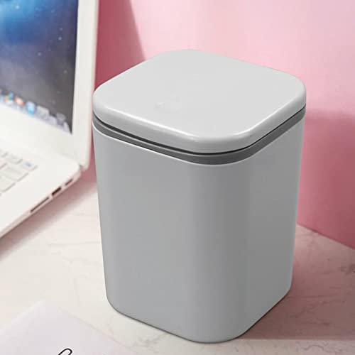 Bote de basura pequeño plástico 0.5 gal gris con tapa miniatura 6