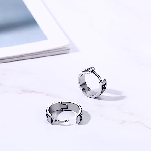 Pendientes de aro de acero inoxidable con runas OIDEA estilo retro 5