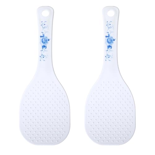 Mabor 2 Stück Antihaft Reislöffel Reiskocher Löffel Servierlöffel mit Breiter Öffnung für Servieren von Gemüse und Umrühren(19cm)