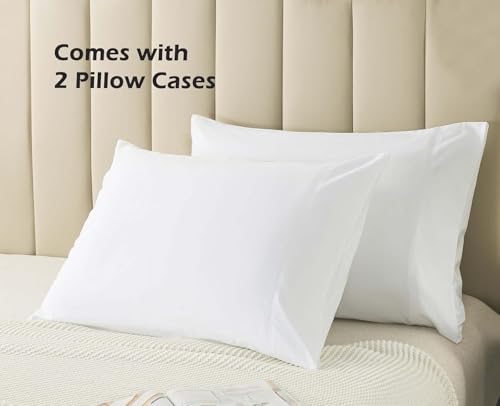 WhatsBedding Standard Size Pillowcases Set of 2, Soft & Breathable Pillow Covers for Bed, Cotton Pillow Case with Envelope Closure, White, 20x26
