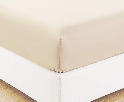 King Size, Ivory/Beige Solid Fitted Bed Sheet - Super Silky Soft - Brushed Microfiber - 1500 Series-Wrinkle, Fade, Stain Resistant, Deep Pockets