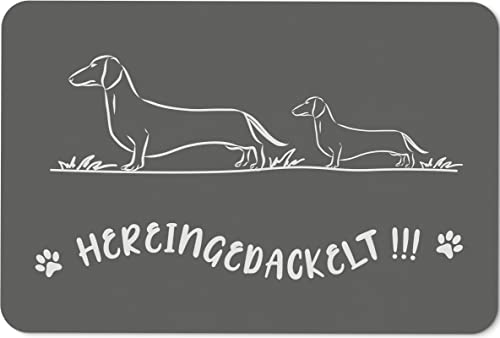 Tassenbrennerei Fußmatte mit Spruch Hereingedackelt - Matte lustig mit Dackel - Geschenk...
