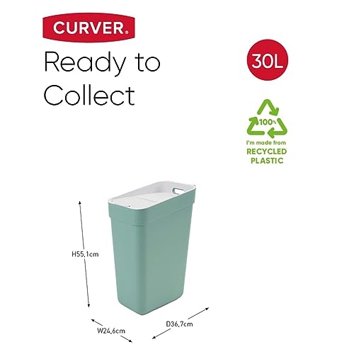 Caneca de basura rectangular 30 litros verde Curver miniatura 3