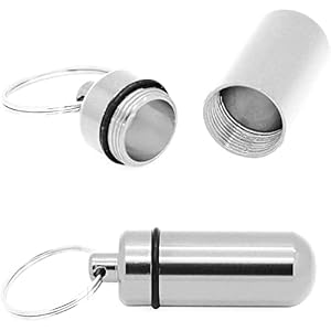 Welsberg 2x Mini Pillendoosje Sleutelhanger Tablet Medicijnhouder Aluminium Sleutelhanger Medicijnhouder, Waterdichte Tablet Capsule, Zilver