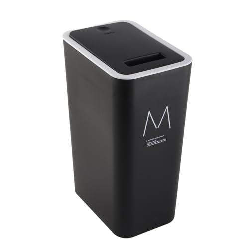 Caneca de basura negra plástica 9 litros con tapa presionable