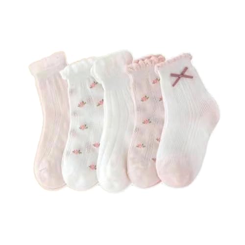 5 pairs - summer mesh thin cotton breathable green striped comfortable socks