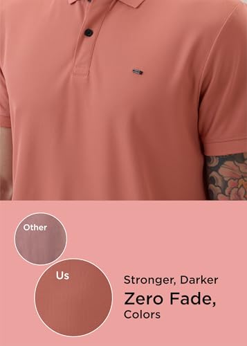 Image of Nostrum Cotton Half Sleeve T-Shirt for Men Boys, Regular Fit, Cherry, Stylish Mens T-Shirts, Polo T Shirt for Man, Collar T Shirts for Men