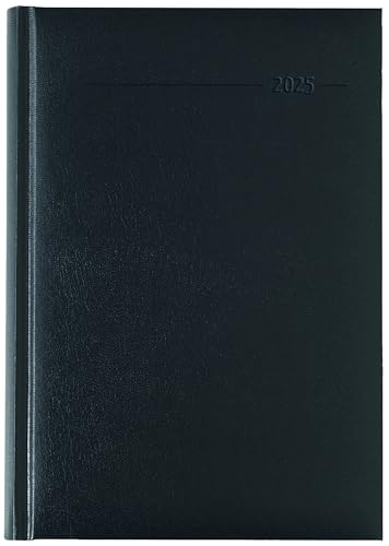 Zettler - Buchkalender Balacron 2025 schwarz, 15x21cm, Taschenkalender im Tucson Einband mit 320 Seiten, 7 Tage auf 6 Seiten, Adressteil, Monats- und Jahresübersicht und internationales Kalendarium