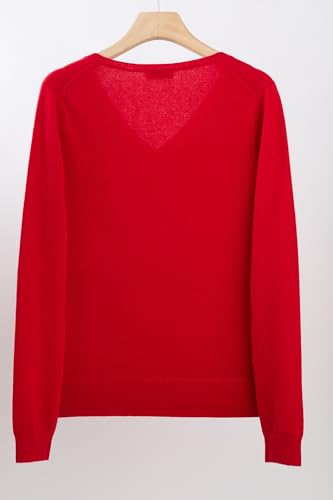 Image of JENNIE LIU Women's 100% Pure Cashmere Long Sleeve Pullover V Neck Sweater