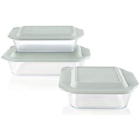 Pyrex Deep 3-Pack Glass Baking Dish Set (9"x13", 7"x11", 8"x8") With BPA-Free Lids, Rectangular Glass Bakeware, Dishwasher, Microwave, Freezer & Pre-Heated Oven Safe Cover