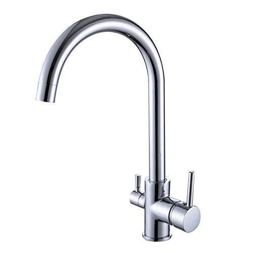 Robinet cuisine 3 voies en laiton pour eau potable mitigée chaude et froide