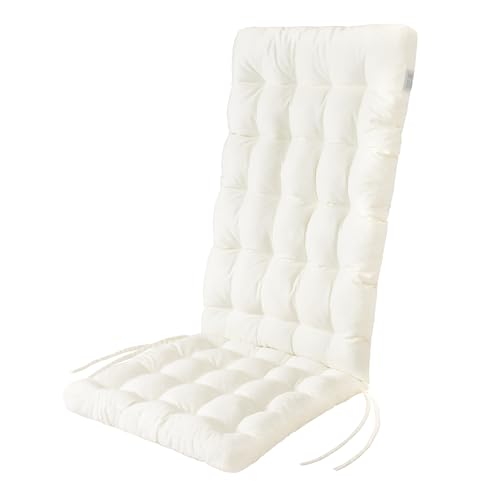 HAVE A SEAT Living - Hochlehner Auflage (1 St.) - Sitzpolster Gartenstuhl - Bequem, Wetterfest, Waschbar bis 95°C, Orthopädisch - Made in Germany (1 Stück - 120x48 cm, Weiß)
