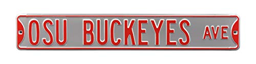 NCAA OSU Buckeyes Ave Silver Street Signstreet Sign, Team Color, 36
