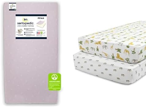 Miniatura 1 de Delta Children Serta - Sábanas ajustables para cuna y niños pequeños con núcleo de fibra de pétalos sertapédicos para cuna y niños (paquete de 2),