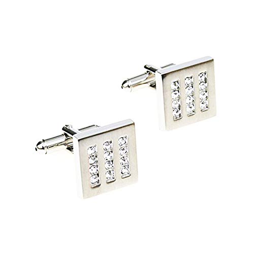 Mancuernillas KnBoB cuadradas con circonia plateadas para hombre miniatura 1