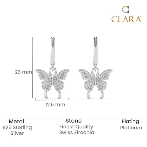 Image of Clara 925 Sterling Silver Fia Butterfly Pendant Earrings Chain Bracelet Anklet Ring Jewellery Set for Women & Girls| Platinum Plated | Gift for her