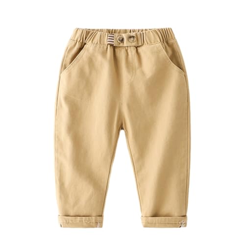 WISREMT Toddler Boys Chino Pants Solid Color Long Pants with Elasticized Waistband Casual Loose Trousers for 3-8 Years