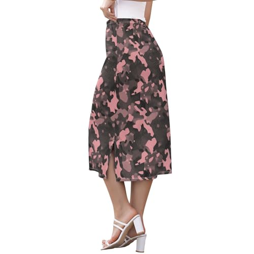 Women's Flowy Stretch Midi Skort Beach Midi Skirt with Slit2