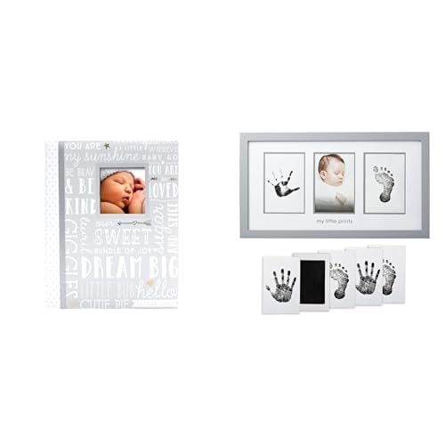 Lil Peach & Pearhead Pregnancy and Baby Keepsake Essentials Bundle - Memory Book & Sonogram Frame