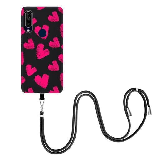 EuoDuo Compatible pour Wiko View 3 Coque avec Cordon Tour de Cou Telephone Portable Réglable Collier Laniere Étui Silicone Cover Protection Complète -...