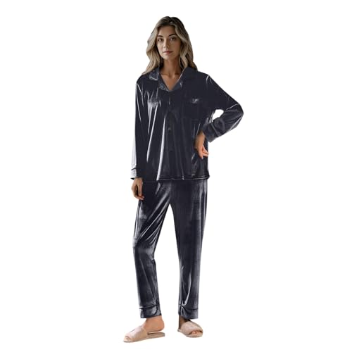 Pyjama en velours contre le froid d'hiver lot de 2 ensembles douillets manches longues