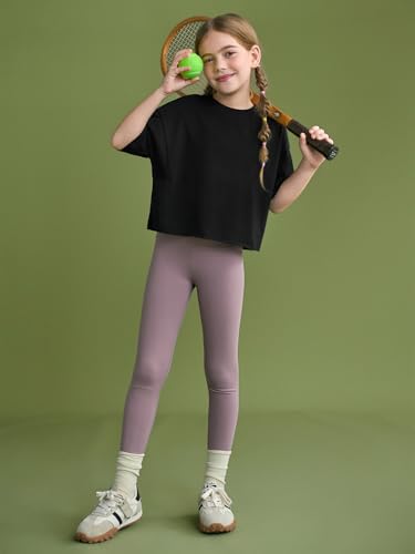 Girls Athletic Oversized Crop Tops Kids Drop Shoulder Short Sleeve T Shirts Workout Tees 5-14 Years4