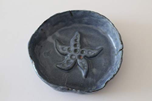Small BLUE GRAY Bowl - Starfish Middle Gray Clay Bowl Plate, Modern Ceramic Bowl, Handmade Pottery, Gift for Her, Trinket Dish, Jewelry Dish, Shaving Bowl for Men, Nuts Bowl