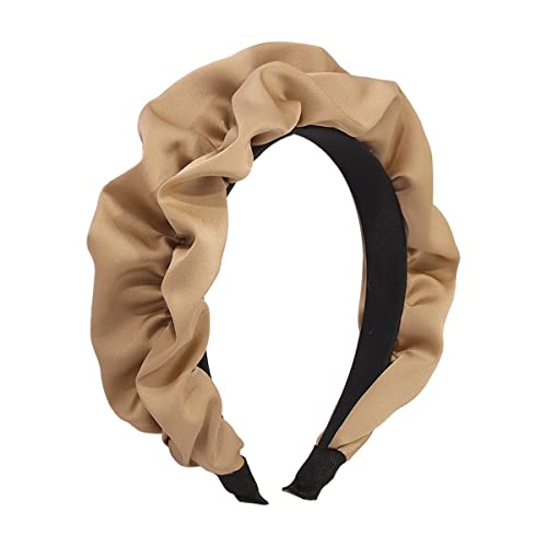 Silk Headbands Khaki Wide Headband Soft Head Band Fashion No Slip Hairbands Hair Accessories for Women 65704