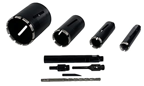 Steel Dragon Tools® 4-Piece 1.5in. to 5in. Dry Diamond Core Drill Bit Kit with Hex SDS Adapters and Case