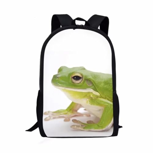 SYtrade Mochila infantil personalizada para meninos e meninas para mochilas escolares, Sapo verde 3D, Medium, Mochilas de mochila