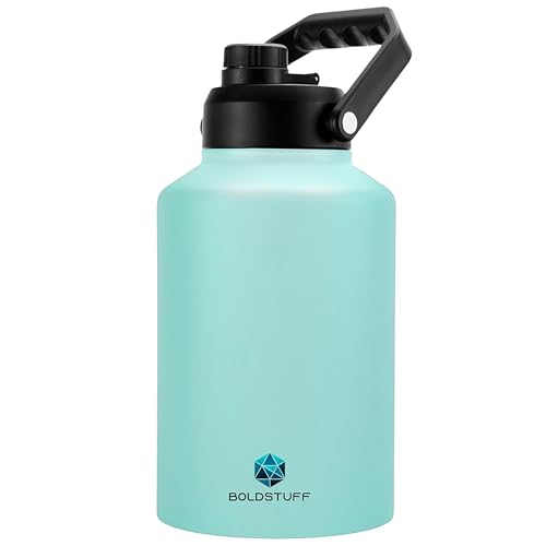 Image of 2 Liters Insulated Stainless Steel Water Bottle - 6 Hours Hot & Cold, Leakproof Thermos for Gym, Travel, and Office | Dishwasher Safe, Anti-Slip Base,Handle, (Cyan,2000ml)