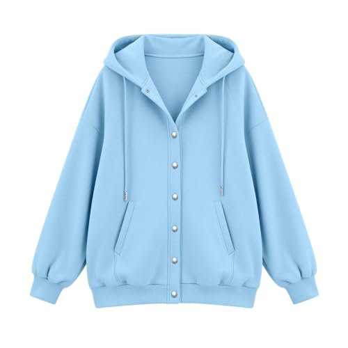 Button Down Hoodies For Women Oversized Long Sleeve Jacket With Pockets - image 4